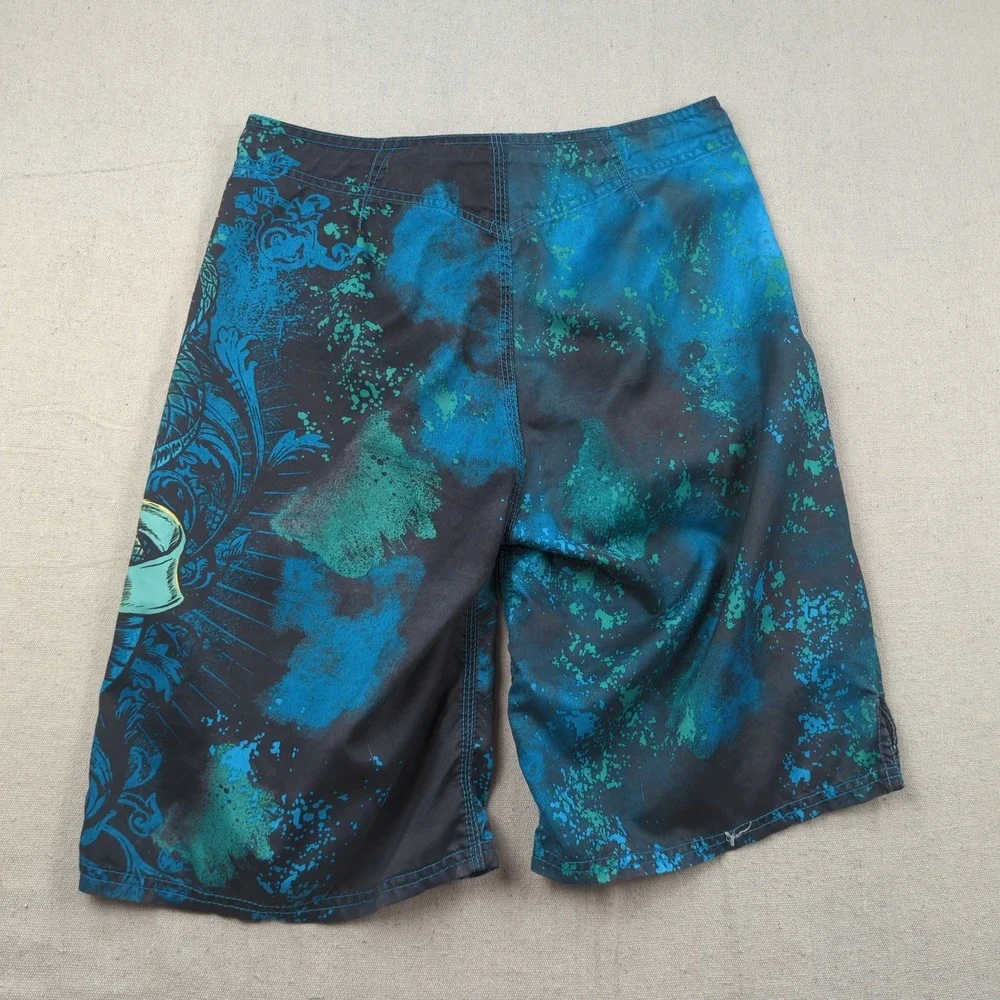 MMA Elite Swim Shorts Small Green Graphic AOP